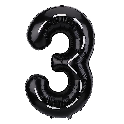 Race Car Balloon Number, 40 Inches Large Black Racetrack Number Balloon Race Car Birthday Balloons Race Car Theme Party Decorations for Boys' Birthday Party Baby Shower (3) von SAVITA