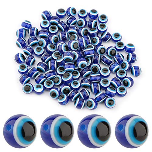 SAVITA 100 Stück Blue Evil Eye Perlen Augapfel Perlen Handgefertigte Harzperlen Charms Für DIY Armbänder Halskette Schmuckherstellung (10 mm) von SAVITA