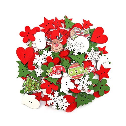 SAVITA 100 Stück Weihnachtsknöpfe aus Holz, Nähknöpfe Flatback-Knöpfe mit 2 Löchern für DIY Art Crafts Project, Weihnachtsdekoration, Gemischte Größen und Stile SAVITA 100 Stück Weihnachtsknöpfe aus Holz, Nähknöpfe Flatback-Knöpfe mit 2 Löchern für DIY Art Crafts Project, Weihnachtsdekoration, Gemischte Größen und Stile von SAVITA