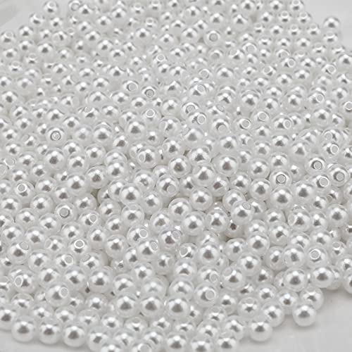 SAVITA 1000 Stück 6mm Weiße Runde Perle Satin Lose Abstandsperlen für DIY Craft Halsketten Armbänder Ohrringe Ringe Schmuckherstellung von SAVITA