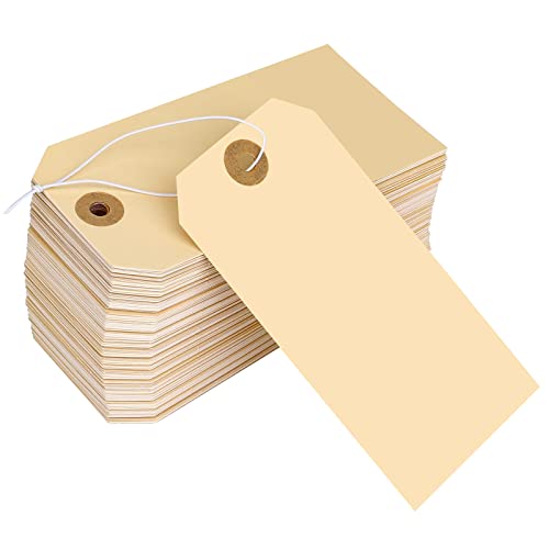 SAVITA 120 Stück Manila Tags, Vintage Hangtags Blank Kraftpapier Etiketten Tags Manila Hang Tags mit Elastischer Schnur für Kleidung, Weinflaschen, Transport SAVITA 120 Stück Manila Tags, Vintage Hangtags Blank Kraftpapier Etiketten Tags Manila Hang Tags mit Elastischer Schnur für Kleidung, Weinflaschen, Transport von SAVITA