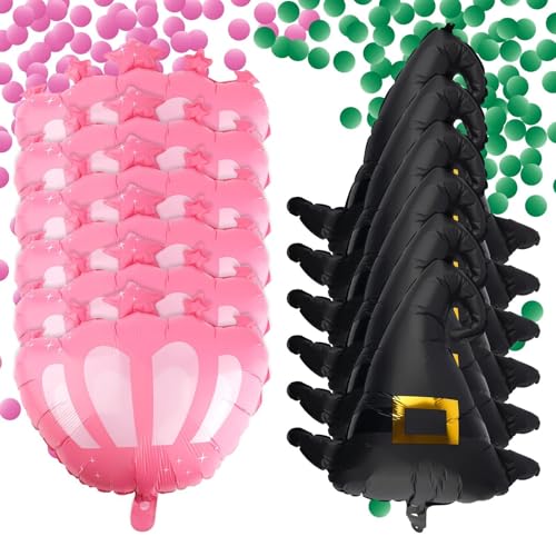 SAVITA 12stk Hexenparty Deko, 6 Schwarze Zauberhut Luftballons und 6 Rosa Prinzessinnenkrone Luftballons mit Pailletten für Mädchen Kinder Halloween Babyparty Hexen Geburtstag Partyzubehör SAVITA 12stk Hexenparty Deko, 6 Schwarze Zauberhut Luftballons und 6 Rosa Prinzessinnenkrone Luftballons mit Pailletten für Mädchen Kinder Halloween Babyparty Hexen Geburtstag Partyzubehör von SAVITA