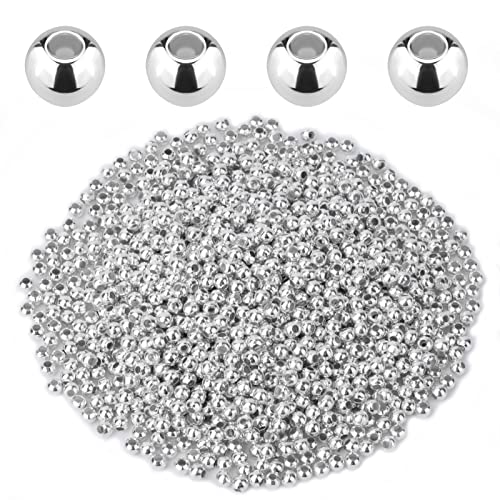 SAVITA 1400 Stück 3mm Kleine Metall Perlen Runde Abstandsperlen Metallic Überzogene Runde Perlen für Schmuck Armbänder Halskette DIY Handwerk Dekoration (Silber) von SAVITA
