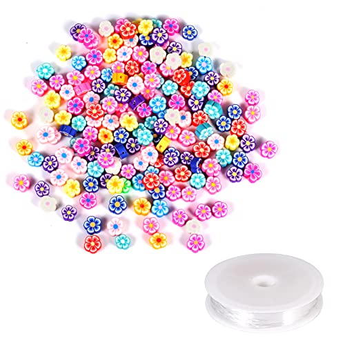 SAVITA 150 Stück Blumen Perlen für Schmuck, Polymer Ton Perlen Bunte Lose Blumenperlen mit 1 Rolle Elastischem Kristallseil für Armbänder Halskettenherstellung und Heimwerkerarbeiten SAVITA 150 Stück Blumen Perlen für Schmuck, Polymer Ton Perlen Bunte Lose Blumenperlen mit 1 Rolle Elastischem Kristallseil für Armbänder Halskettenherstellung und Heimwerkerarbeiten von SAVITA