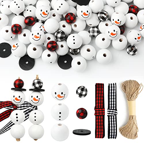 SAVITA 150 Stück Holzperlen Weihnachten, Holzperlen Weiß Kariertes Band mit Hanfseil für DIY-Basteldekoration SAVITA 150 Stück Holzperlen Weihnachten, Holzperlen Weiß Kariertes Band mit Hanfseil für DIY-Basteldekoration von SAVITA