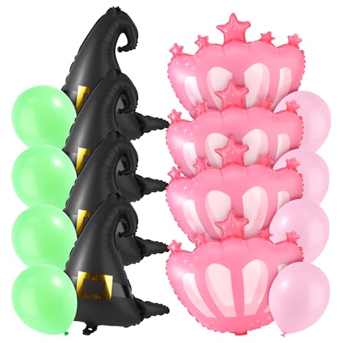 SAVITA 16stk Hexenballons, Aluminiumfolie Schwarzer Hexenhut und Rosa Prinzessinnenkrone mit Rosa und Grünen Runden Ballons Dekorationszubehör für Geburtstags- Mottopartys SAVITA 16stk Hexenballons, Aluminiumfolie Schwarzer Hexenhut und Rosa Prinzessinnenkrone mit Rosa und Grünen Runden Ballons Dekorationszubehör für Geburtstags- Mottopartys von SAVITA