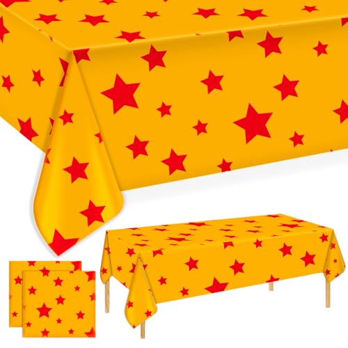 SAVITA 2 Stück Anime-Party-Tischdecken, 137 x 274 cm wasserdichte Tischdecken aus Kunststoff mit Leuchtend Gelbem und Rotem Sternendruck für Dekorationszubehör für Anime Mottopartys SAVITA 2 Stück Anime-Party-Tischdecken, 137 x 274 cm wasserdichte Tischdecken aus Kunststoff mit Leuchtend Gelbem und Rotem Sternendruck für Dekorationszubehör für Anime Mottopartys von SAVITA