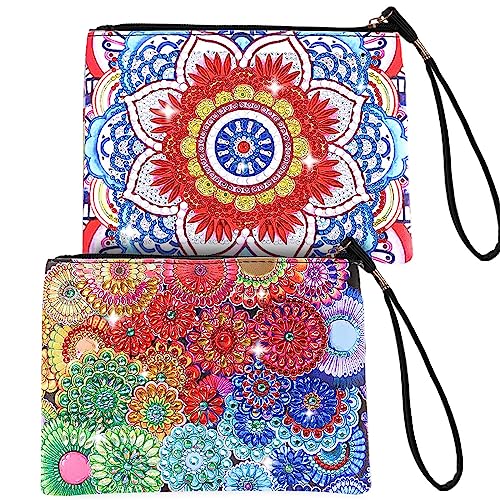 SAVITA 2 Stück Diamant Painting Tasche, 5D Diamant Painting Tasche Mandala-DIY-Diamant-Malerei-Armband Diamant-Kunst-Malerei-Geldbörse für Frauen und Mädchen Kunsthandwerk Make-up von SAVITA