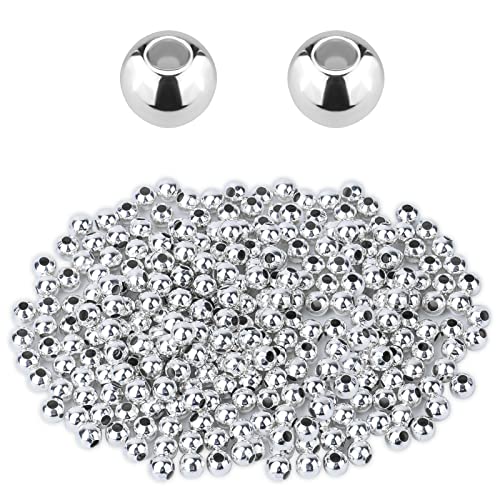 SAVITA 200 Stück 6 mm Runde Zwischenperlen für Schmuckherstellung, Zwischenperlen Metall Silber Glatte Runde Perlen zum Selbermachen von Armbändern Halsketten Ohrringen Basteln von SAVITA