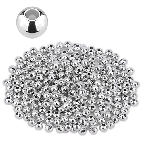 SAVITA 200 Stück 8mm Runde Zwischenperlen für Schmuckherstellung, Zwischenperlen Metall Silber Glatte Runde Perlen zum Selbermachen von Armbändern Halsketten Ohrringen Basteln von SAVITA