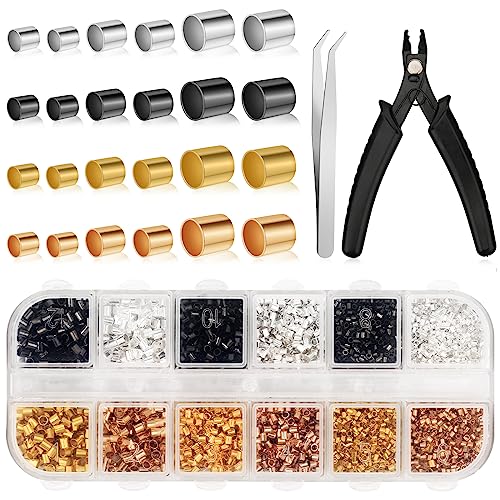 2200 Stück Crimp Perlen Set, 1,5/2/2,5 mm Quetschperlen mit Perlen-Quetschzange Pinzette Quetschröhrchen für Selbstgemachte Armbänder Ohrringe Halsketten Schmuckherstellung, Zubehör (4 Farben) von SAVITA