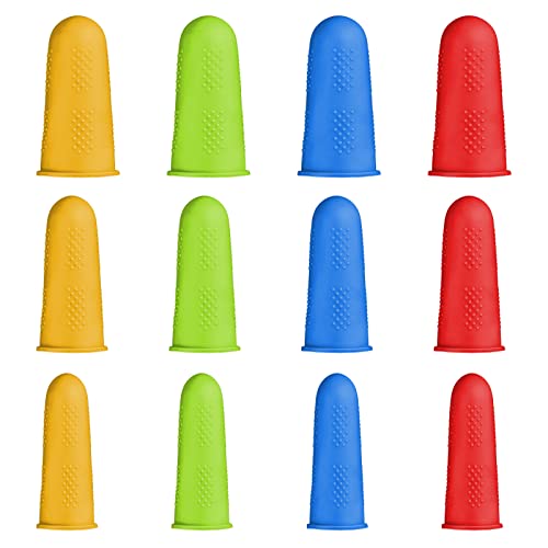 SAVITA 24PCS Fingerkappen Silikon-Fingerschutz, farbige Gummi-Fingerspitzen, Fingerabdeckkappen für Heißkleber-Näharbeiten Wachsharz-Honigklebstoffe Schreibsortieraufgaben (Klein, Mittel, Groß) von SAVITA