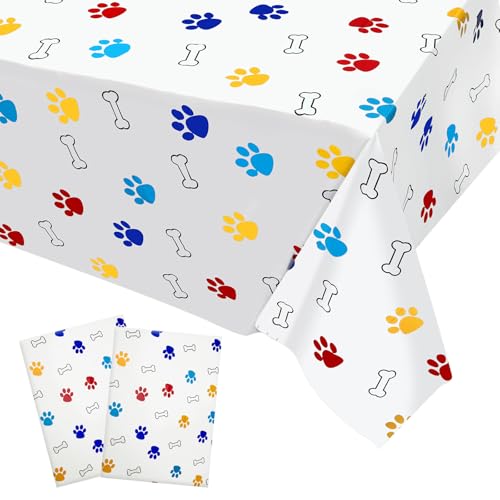 SAVITA 2stk Pfotenabdruck-Tischdecke, 274 x 136 cm Große Tischdecke mit Hundepfotenabdruck Partyzubehör für Partydekorationen mit Hunde-Haustierthema Gastgeschenke von SAVITA