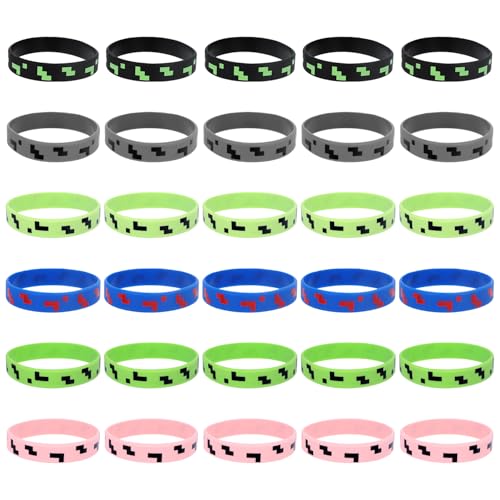 SAVITA 30 Stück Pixel Silikonarmbänder, Partygeschenke zum Thema Pixel Lustige Armbänder mit Spielmotiven als Dekorationsmaterial für Geburtstagsfeiern SAVITA 30 Stück Pixel Silikonarmbänder, Partygeschenke zum Thema Pixel Lustige Armbänder mit Spielmotiven als Dekorationsmaterial für Geburtstagsfeiern von SAVITA