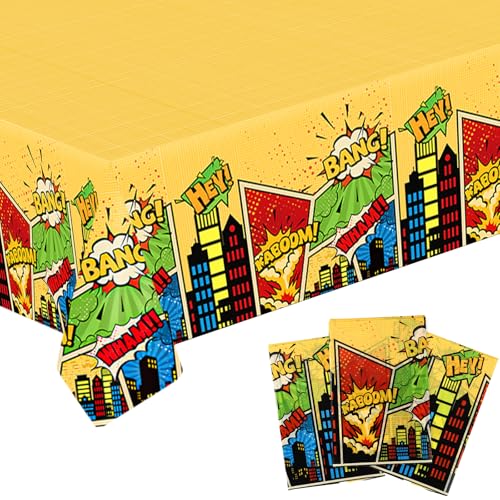 SAVITA 3stk Geburtstagstischdecke mit Heldenthema, 180x108cm Wasserdicht Geburtstagstischdecke Fest Themenparty-Dekoration für Jungen und Mädchen Zubehör für Geburtstagsfeiern SAVITA 3stk Geburtstagstischdecke mit Heldenthema, 180x108cm Wasserdicht Geburtstagstischdecke Fest Themenparty-Dekoration für Jungen und Mädchen Zubehör für Geburtstagsfeiern von SAVITA