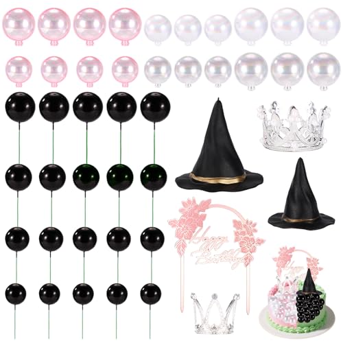 SAVITA 45stk Party-Dekorationszubehör Thema Hexe, Schwarzer Hexenhut und Silberne Krone Geburtstagstortenaufsätze Praktisches Ornamentzubehör für Geburtstag Hochzeit Abschlussfeier SAVITA 45stk Party-Dekorationszubehör Thema Hexe, Schwarzer Hexenhut und Silberne Krone Geburtstagstortenaufsätze Praktisches Ornamentzubehör für Geburtstag Hochzeit Abschlussfeier von SAVITA