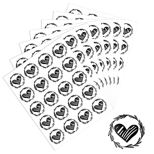 SAVITA 500St 3,2cm Durchmesser Herzaufkleber Hochzeit für Briefumschläge Selbstklebend Umschlag Siegel Rund Bronzierend Herz Aufkleber Groß für Party Einladungskarten Grußkarten Festival (Schwarz) von SAVITA