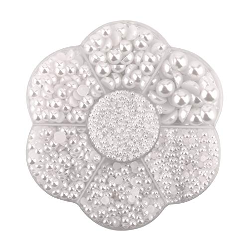 SAVITA 5600 Stück, 7 Größen, Weiß, flacher Rücken, Perlen, halbrund, Perlen, Satin, Kronleuchter, lose Perlen, lose Edelsteine, für DIY, Handwerk, Schmuck, Dekoration, Hochzeitskleid, Nail Art SAVITA 5600 Stück, 7 Größen, Weiß, flacher Rücken, Perlen, halbrund, Perlen, Satin, Kronleuchter, lose Perlen, lose Edelsteine, für DIY, Handwerk, Schmuck, Dekoration, Hochzeitskleid, Nail Art von SAVITA