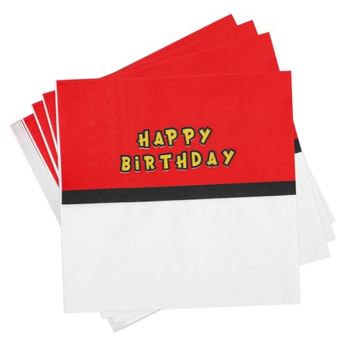 SAVITA 60 Stück Happy Birthday Servietten, Rot-Weiße Lunch-Servietten für Geburtstagspartys Babypartys Geschirrdekorationen Partyzubehör mit Cartoon Ball SAVITA 60 Stück Happy Birthday Servietten, Rot-Weiße Lunch-Servietten für Geburtstagspartys Babypartys Geschirrdekorationen Partyzubehör mit Cartoon Ball von SAVITA