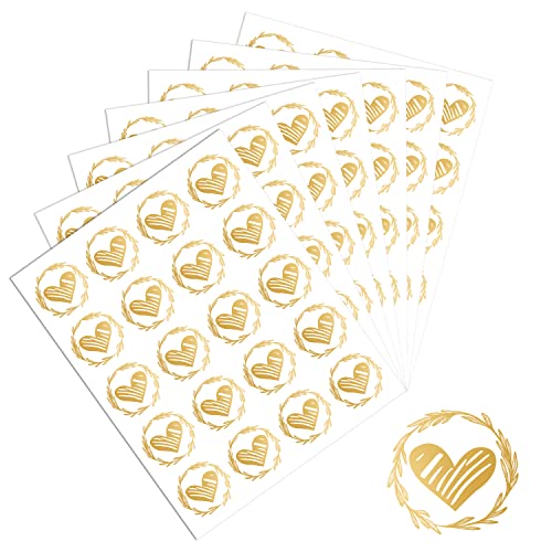 SAVITA Umschlag Aufkleber Herz, 500 Stück Klare Bronzierung Umschlagsiegel Hochzeit 3,2 cm Rund Herz-Aufkleber für Hochzeit Seinladungen Basteln (Gold) von SAVITA