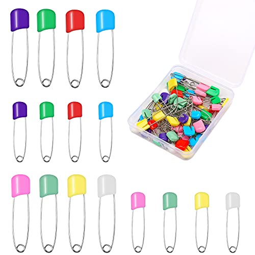 Savita 50 Stück Sicherheitsnadeln Edelstahl, Sicherheitsschloss Rostfreier Stahl Sicherheitsnadeln Bunt für Windelkleidung Dress Craft Halteclip (Mehrfarbig) von SAVITA
