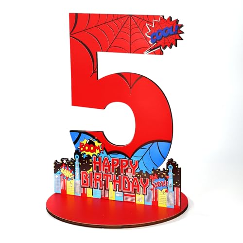 Spinne Tischdekoration 5 Geburtstag, Tischaufsatz aus Holz mit der Zahl 5 und Spinnennetz Design Ideal für Kindergeburtstage Themenveranstaltungen Partyzubehör und Foto Requisiten Spinne Tischdekoration 5 Geburtstag, Tischaufsatz aus Holz mit der Zahl 5 und Spinnennetz Design Ideal für Kindergeburtstage Themenveranstaltungen Partyzubehör und Foto Requisiten von SAVITA