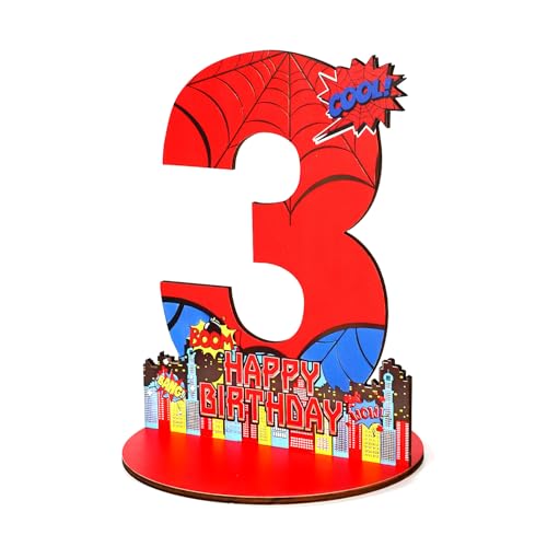 Spinne Tischdekoration zum 3 Geburtstag, Tischaufsatz aus Holz mit der Zahl 3 und Spinnennetz Design Schreibtischdekoration für Kinder für Kleinkinderpartys Foto Requisiten und Raumdekoration Spinne Tischdekoration zum 3 Geburtstag, Tischaufsatz aus Holz mit der Zahl 3 und Spinnennetz Design Schreibtischdekoration für Kinder für Kleinkinderpartys Foto Requisiten und Raumdekoration von SAVITA