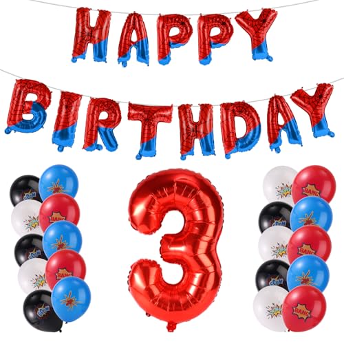 Spinnen Geburtstagsdekorationen, Spinnennetz Happy Birthday Banner Latexballons Spinnen Partyzubehör für Jungen Motto Partydekorationen (Nummer 3) von SAVITA