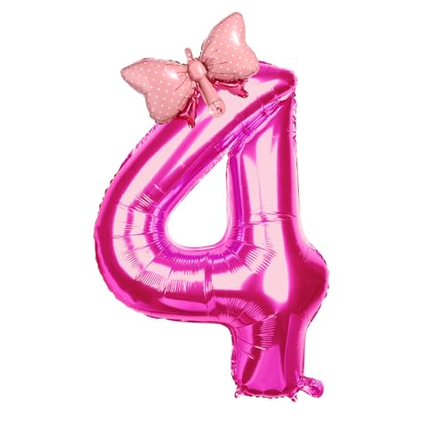 Zahlenballon, Zahlenballon Rosa Zahlenballons für Geburtstagsfeier Fliege Heliumfolienballons für Geburtstagsfeier Hochzeit Jahrestag Veranstaltungen Zubehör (Zahl 4) von SAVITA