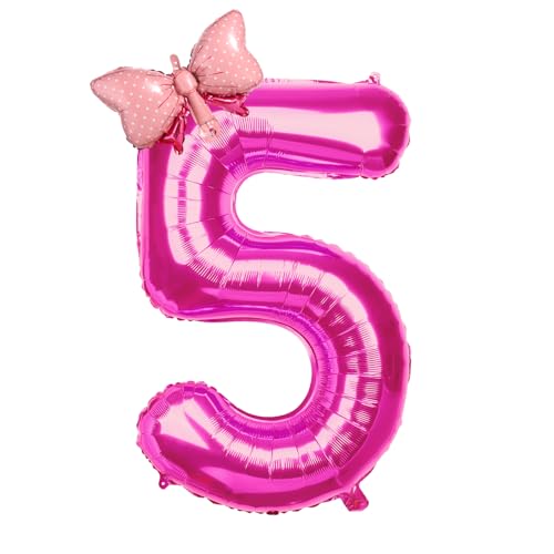 Zahlenballon, Zahlenballon Rosa Zahlenballons für Geburtstagsfeier Fliege Heliumfolienballons für Geburtstagsfeier Hochzeit Jahrestag Veranstaltungen Zubehör (Zahl 5) von SAVITA