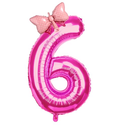 Zahlenballon, Zahlenballon Rosa Zahlenballons für Geburtstagsfeier Fliege Heliumfolienballons für Geburtstagsfeier Hochzeit Jahrestag Veranstaltungen Zubehör (Zahl 6) von SAVITA