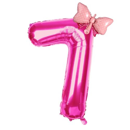 Zahlenballon, Zahlenballon Rosa Zahlenballons für Geburtstagsfeier Fliege Heliumfolienballons für Geburtstagsfeier Hochzeit Jahrestag Veranstaltungen Zubehör (Zahl 7) von SAVITA