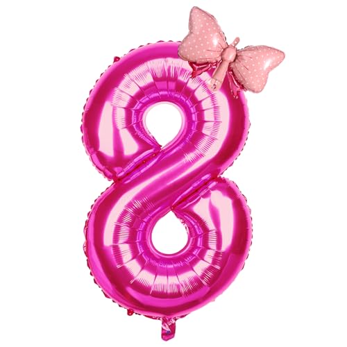 Zahlenballon, Zahlenballon Rosa Zahlenballons für Geburtstagsfeier Fliege Heliumfolienballons für Geburtstagsfeier Hochzeit Jahrestag Veranstaltungen Zubehör (Zahl 8) von SAVITA