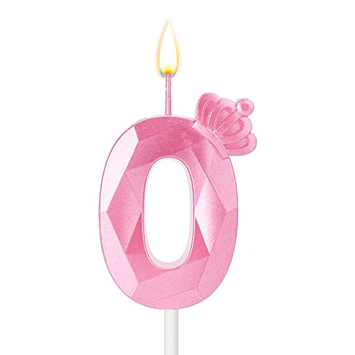 Zahlenkerze, 7,5 cm Geburtstagskerze 3D Tortenkerzen Rosa Krone Geburtstagskerzen für Mädchen Deko für Geburtstag Hochzeit Jubiläum (0) von SAVITA