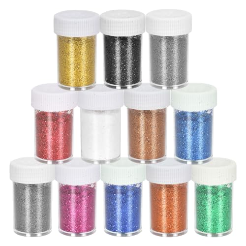 12 Farben Glitzerpuder Zum Basteln, 12 x 18g Bastelglitzer Glitzer Pulver, Mini Glitzerpulver Set Dekorieren und Als Glitzer Zum Basteln, Glitzerpulver für Make-up Karten Nagelkunst Party DIY Festival 12 Farben Glitzerpuder Zum Basteln, 12 x 18g Bastelglitzer Glitzer Pulver, Mini Glitzerpulver Set Dekorieren und Als Glitzer Zum Basteln, Glitzerpulver für Make-up Karten Nagelkunst Party DIY Festival von SAVOSWEET