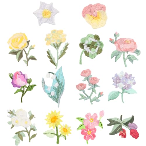 14 Stück Blumen Aufbügler, Bestickter dekorativer Flicken, Aufnäher, Reparaturflicken, Aufnäher zum Selbermachen, Rosenblüten-Aufnäher, bestickter Aufnäher für Bastelarbeiten, Nähen, Kleidung 14 Stück Blumen Aufbügler, Bestickter dekorativer Flicken, Aufnäher, Reparaturflicken, Aufnäher zum Selbermachen, Rosenblüten-Aufnäher, bestickter Aufnäher für Bastelarbeiten, Nähen, Kleidung von SAVOSWEET