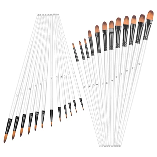 24 Stück Malpinsel Set, Pinsel für Acrylfarben Wasserfarben Ölfarben, Pinsel Set zum Malen Nylonhaar, Weiß Bastelpinsel Künstlerpinsel Set für Künstler Anfänger Erwachsene Kinder 24 Stück Malpinsel Set, Pinsel für Acrylfarben Wasserfarben Ölfarben, Pinsel Set zum Malen Nylonhaar, Weiß Bastelpinsel Künstlerpinsel Set für Künstler Anfänger Erwachsene Kinder von SAVOSWEET