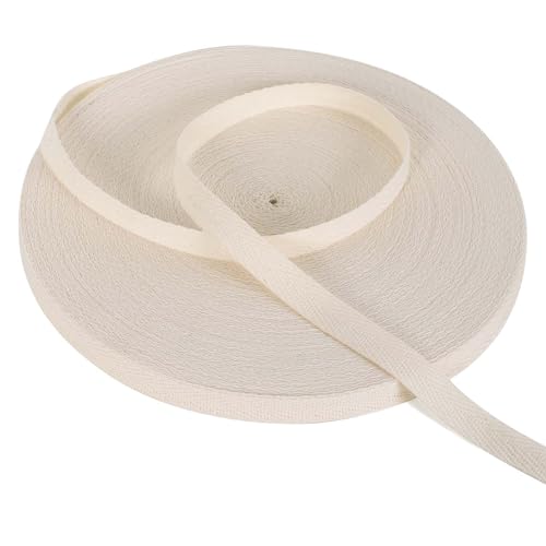Baumwoll Schrägband 12mm 50mBaumwoll Gurtband Bänder zum Basteln Fischgrätenstich Einfassband Baumwolle Soft Nahtband Twillband für DIY Handwerk, Schrägband für Näharbeiten (Retro Weiß) von SAVOSWEET