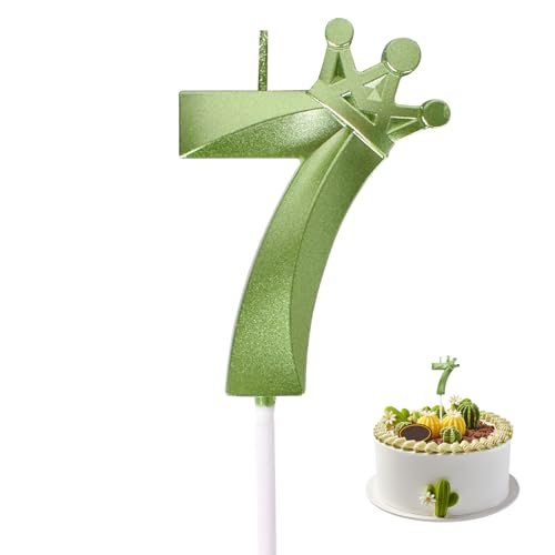 Digitale Geburtstagskerze, 3D Geburtstagskerzen mit Grüne Pailletten, Kerzen Geburtstag Zahl aus Premium-Paraffin, 3D Geburtstagskerzen mit Zahlen für Geburtstag Jahrestag Partys(Nummer 7) von SAVOSWEET
