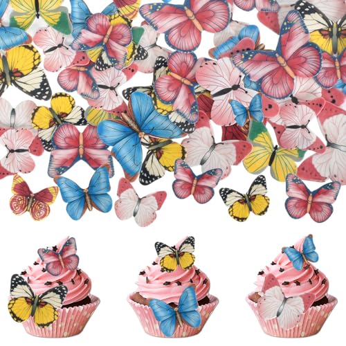 Essbare Cupcake-Aufsätze, Schmetterling, für Hochzeitstorten und Geburtstagspartys, verschiedene Größen und Farben (Stil 1) von SAVOSWEET