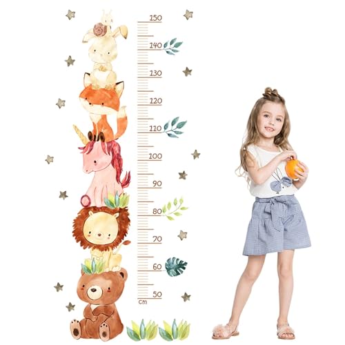 Messlatte für Kinder, Waldtiere Wandtattoo Kinderzimmer, Kinder Höhe Diagramm Wandsticker Wald Tiere Wandaufkleber, Skala misst 50-160cm, Geschenke für Jungen & Mädchen von SAVOSWEET