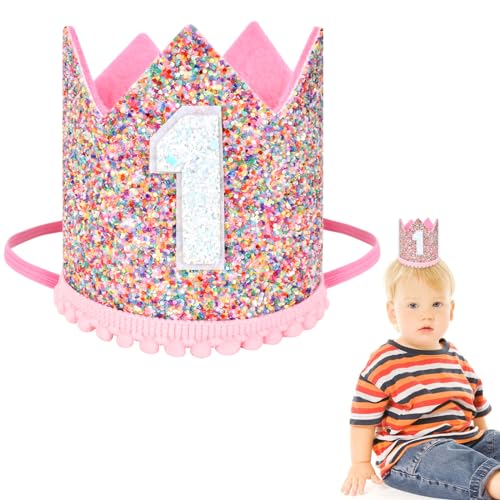 1 Jahr Geburtstag Baby Krone, Geburtstag Krone Baby Geburtstagskrone Haarband Haarschmuck, Haarschmuck Stirnband Haarband Für Babys von SAVOSWEET