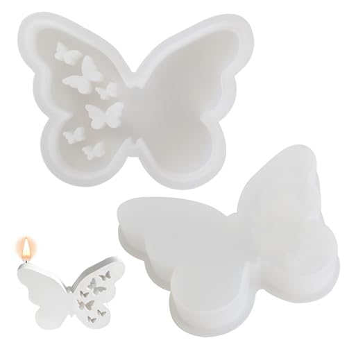 Silikonformen Gießformen Schmetterling Gipsform Kerzenformen zum Gießen, Silikonform, Kerzenform Seifenform Epoxidharz Formen für Sojawachs Kerzen, Seife, Gips, Handwerk (2PCS) von SAVOSWEET