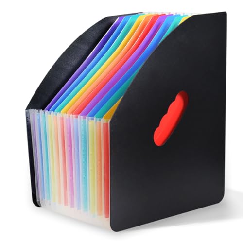 SAYEEC Regenbogen-Fächermappe stehend, A4, vertikal, Mini-Datei-Organizer, Zeitschriftenkorb, Schreibtisch, Aktenhalter mit Griff, Schülerpapier/Rechnungen/Büro/Arbeitszimmer (Schwarz mit Regenbogen) SAYEEC Regenbogen-Fächermappe stehend, A4, vertikal, Mini-Datei-Organizer, Zeitschriftenkorb, Schreibtisch, Aktenhalter mit Griff, Schülerpapier/Rechnungen/Büro/Arbeitszimmer (Schwarz mit Regenbogen) von SAYEEC