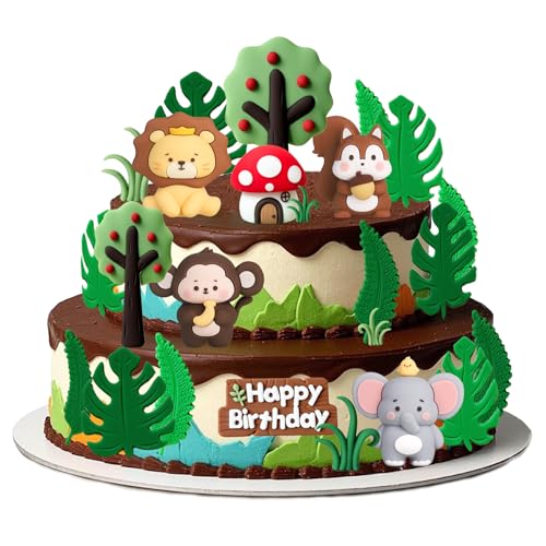 SAYHALO 26 Stück Sage Green Tortendeko Tiere Kuchendeko Geburtstag Dschungel Deko Dschungel Themed Tortendeko für Party Kinder Mädchen Baby Shower SAYHALO 26 Stück Sage Green Tortendeko Tiere Kuchendeko Geburtstag Dschungel Deko Dschungel Themed Tortendeko für Party Kinder Mädchen Baby Shower von SAYHALO