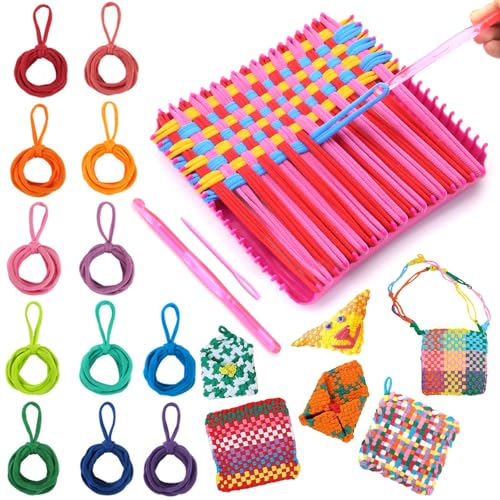 SAYHALO Webrahmen für Kinder, Hochwertiger Weben Groß 19 x 19 cm, Webrahmen Set inkl. 12-Regenbogen-Farben Wolle, 339 Handwerk Schleifen, Kinder Erwachsene Weben Webstuhl, DIY Weben Kit SAYHALO Webrahmen für Kinder, Hochwertiger Weben Groß 19 x 19 cm, Webrahmen Set inkl. 12-Regenbogen-Farben Wolle, 339 Handwerk Schleifen, Kinder Erwachsene Weben Webstuhl, DIY Weben Kit von SAYHALO