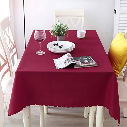 SAZDFY 100% Polyester einfarbige Tischdecke, rechteckige längliche Tischdecke Verdickungsschutz Tischdekoration Hintergrund Tischdecke-Rotwein 120x180cm (47x71) von SAZDFY