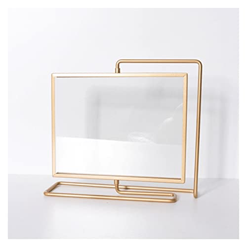SBCGFY Metall-Fotorahmen, doppelseitiger, um 360 ° drehbarer Bilderrahmenständer mit HD-Acrylabdeckungen, Präsentationsständer für Posterpreislisten, Kunstfo(Gold Horizontal) von SBCGFY
