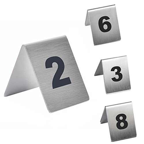 Tischnummern, Tischschilder, Schilder aus Edelstahl, Zahlen 1–25, 1–50, 1–100, 2 Stile, L-Typ oder V-Typ/V-Typ/1 bis 50 Tischnummern, Tischschilder, Schilder aus Edelstahl, Zahlen 1–25, 1–50, 1–100, 2 Stile, L-Typ oder V-Typ/V-Typ/1 bis 50 von SBCGFY