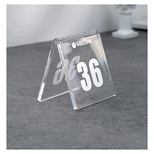 Zelt-Tischnummern, 10 Stück, Acryl, Kalligraphie, Event-Duschschild, personalisierbar, modern, Tischnummer/transparent/81–90(Clear 71 80) von SBCGFY
